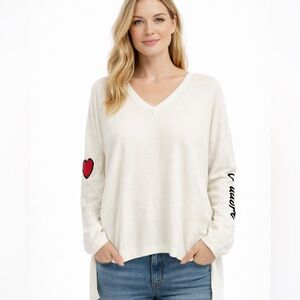 BRODIE Fine Cashmere Oversized V-Neck Sweater Cotton Cashmere Blend Relaxed Fit
